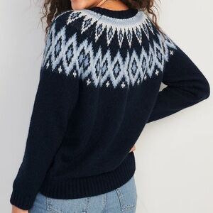 Old Navy Fair Isle Cozy Shaker Stitch Blue & White Crew Neck Sweater, Size 2X